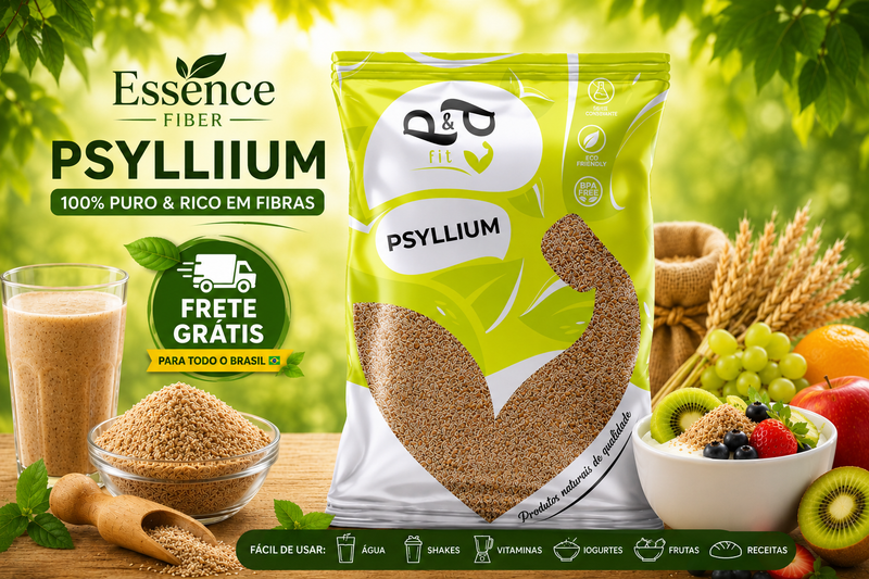 Essence Fiber : ''Psyllium 100% Puro & Rico em Fibras".