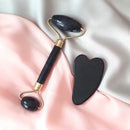 Kit Facial Anti-Rugas – Rolo de Jade + Placa Gua Sha